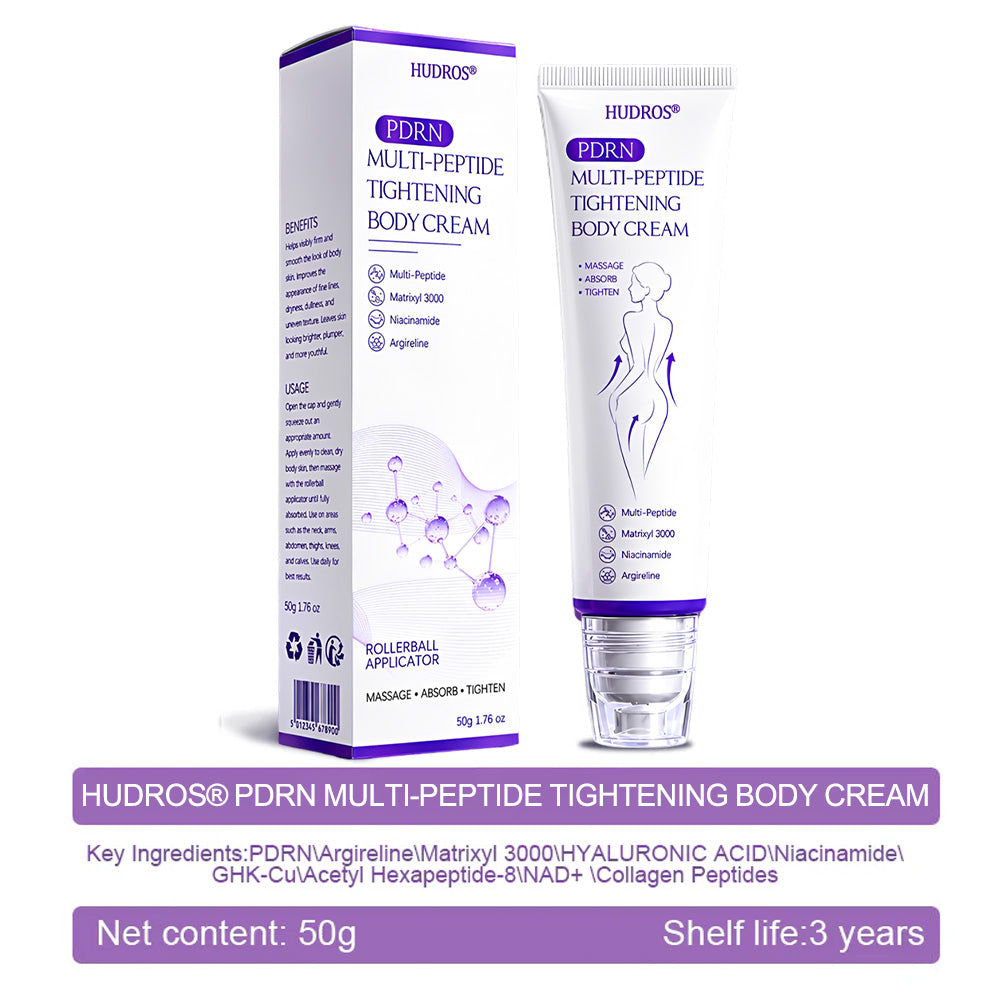 Hudros® PDRN Multi-Peptide Massaging Body Roller Cream- Anti-aging, Hydrating, Skin Firming & Lifting, Skin Repair, Even Tone, Acne and Dark Spot Treatment, Wart and Mole Removal, and Psoriasis Relief.