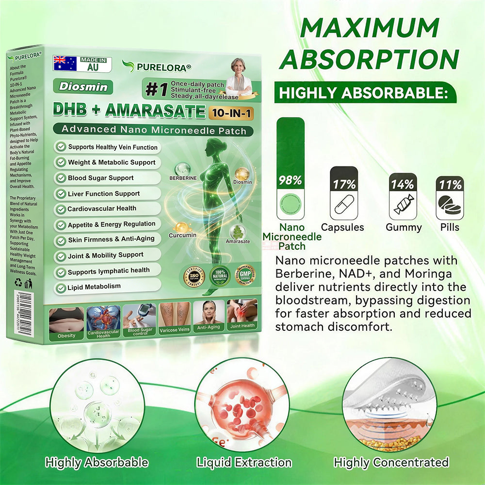🇦🇺𝐏𝐮𝐫𝐞𝐥𝐨𝐫𝐚® 𝐌𝐞𝐭𝐚𝐛𝐨𝐥𝐢𝐜 𝐌𝐚𝐭𝐫𝐢𝐱™ – 𝐃𝐇𝐁 + 𝐀𝐦𝐚𝐫𝐚𝐬𝐚𝐭𝐞 𝟏𝟎-𝐢𝐧-𝟏 𝐍𝐚𝐧𝐨 𝐌𝐢𝐜𝐫𝐨𝐧𝐞𝐞𝐝𝐥𝐞 𝐏𝐚𝐭𝐜𝐡 (💧𝐉𝐮𝐬𝐭 𝐎𝐧𝐜𝐞 𝐚 𝐃𝐚𝐲 – 𝐕𝐢𝐬𝐢𝐛𝐥𝐞 𝐑𝐞𝐬𝐮𝐥𝐭𝐬 𝐢𝐧 𝟕 𝐃𝐚𝐲𝐬!) ✅𝐓𝐚𝐜𝐤𝐥𝐞𝐬 𝐨𝐛𝐞𝐬𝐢𝐭𝐲, 𝐥𝐨𝐨𝐬𝐞 𝐬𝐤𝐢𝐧, 𝐝𝐢𝐚𝐛𝐞𝐭𝐞𝐬, 𝐬𝐥𝐞𝐞𝐩 𝐢𝐬𝐬𝐮𝐞𝐬, 𝐣𝐨𝐢𝐧𝐭 𝐩𝐚𝐢𝐧, 𝐚𝐧𝐝 𝐬𝐮𝐩𝐩𝐨𝐫𝐭𝐬 𝐯𝐞𝐢𝐧 & 𝐥𝐲𝐦𝐩𝐡𝐚𝐭𝐢𝐜 𝐜𝐢𝐫𝐜𝐮𝐥𝐚𝐭𝐢𝐨𝐧